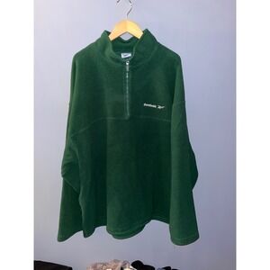 Reebok Quarter Zip Fleece Pullover Forest Green Athleisure Sportswear